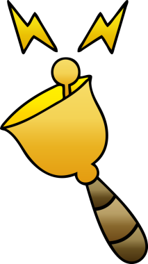 gradient shaded cartoon of a ringing hand bell drawn by a human