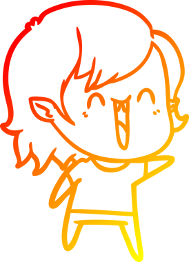 Bir insan tarafından çizilmiş sevimli, mutlu bir vampir kızın çizgi çizimi.