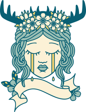 Bir insan tarafından çizilmiş Retro Dövme Tarzı İnsan Druidi