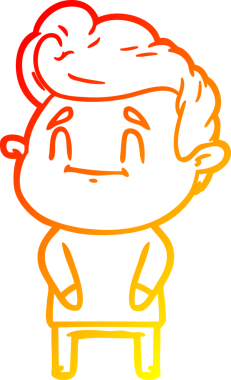 Bir insan tarafından çizilmiş mutlu bir çizgi film karakteri çizimi.