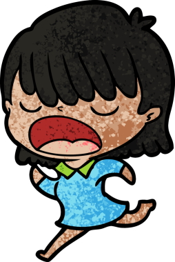 Çizgi filmdeki kadın bir insan tarafından yüksek sesle çizilmiş.