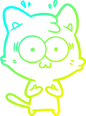 Bir çizgi filmin soğuk gradyan çizimi bir insan tarafından çizilmiş sürpriz bir kedi.