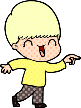 Bir insan tarafından çizilmiş mutlu çizgi film çocuğu.