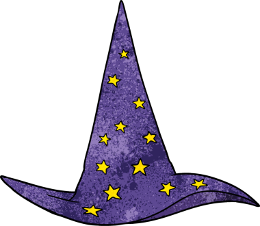 bir insan tarafından çizilmiş bir sihirbaz şapkası.