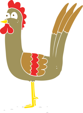 Bir insan tarafından çizilmiş tavuğun düz renk çizimi