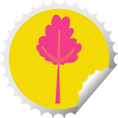 Bir insan tarafından çizilmiş dairesel soyulmuş tuhaf çizgi film ağacı.