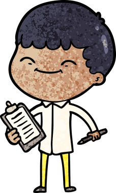 Bir insan tarafından çizilmiş mutlu çocuk çizgi filmi.