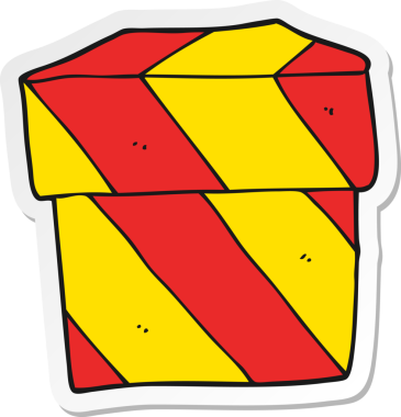 Bir insan tarafından çizilmiş karikatür hediye kutusunun etiketi.