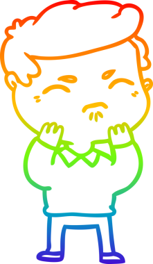 Gökkuşağı gradyan çizgi çizimi Bir insan tarafından çizilmiş rahatsız bir adam