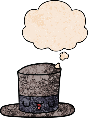 Bir insan tarafından çizilmiş grunge desenli düşünce baloncuklu çizgi film şapkası.