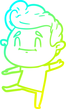 Bir insan tarafından çizilmiş mutlu bir çizgi film karakteri çizimi.