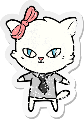 Bir insan tarafından çizilmiş şirin bir kedi patronunun sıkıntılı çıkartması.