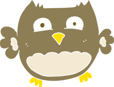 Bir insan tarafından çizilmiş baykuşun düz renk çizimi