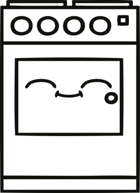 Bir insan tarafından çizilmiş bir mutfak fırınının çizgi çizimi