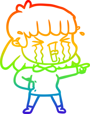 Gökkuşağı gradyan çizgi çizimi Bir insan tarafından çizilmiş gözyaşları içinde bir çizgi kadın