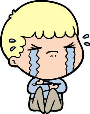 Bir insan tarafından çizilmiş ağlayan çizgi film adamı.