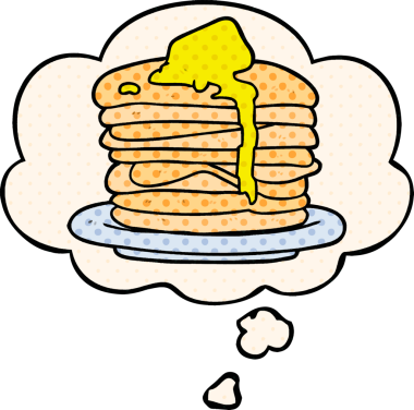 Çizgi roman tarzında bir insan tarafından çizilmiş düşünce balonlu krep yığını.