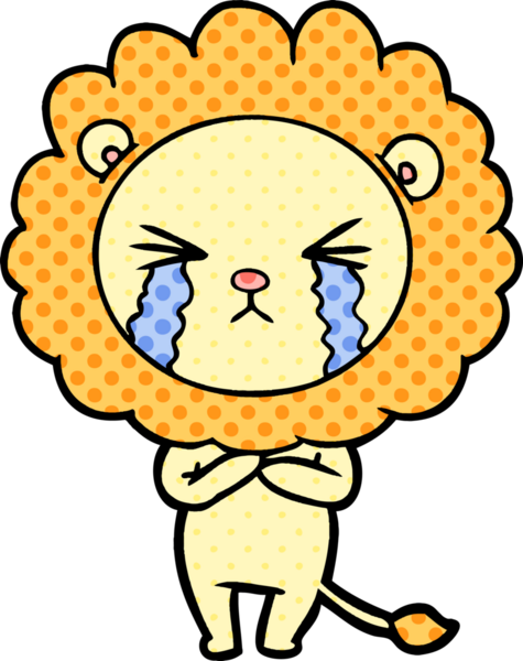 Bir insan tarafından çizilmiş ağlayan bir aslan.