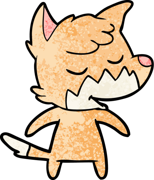 Bir insan tarafından çizilmiş dost canlısı çizgi film tilkisi