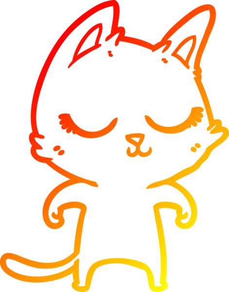 Bir insan tarafından çizilmiş sakin bir çizgi film kedisinin sıcak çizgi çizgisi.