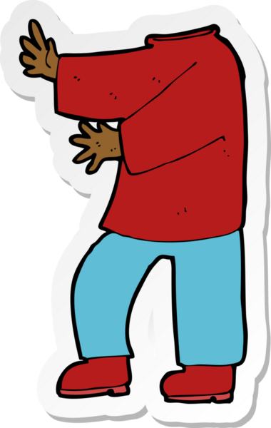 Bir insan tarafından çizilmiş karikatür erkek vücudunun çıkartması.