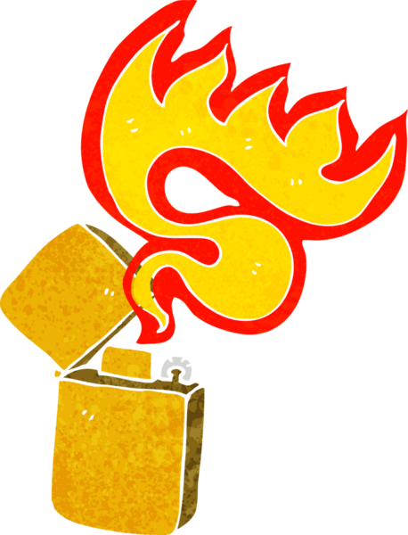 bir insan tarafından çizilmiş bir metal çakmak.