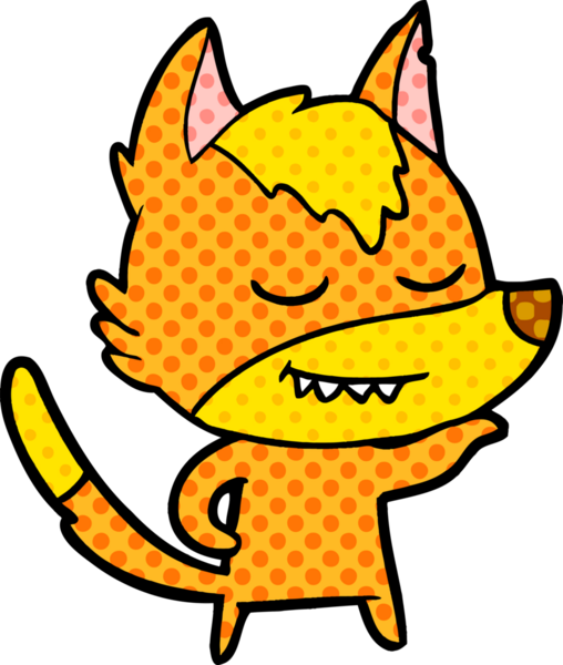 Bir insan tarafından çizilmiş tilki çizgi film karakteri