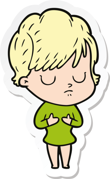 Bir insan tarafından çizilmiş bir karikatür kadının çıkartması.