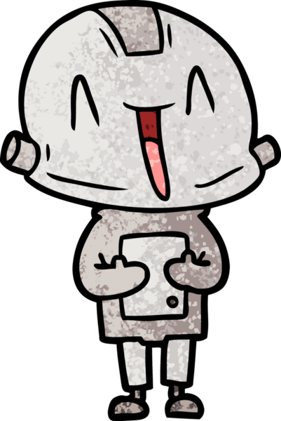 Bir insan tarafından çizilmiş çizgi film robotu