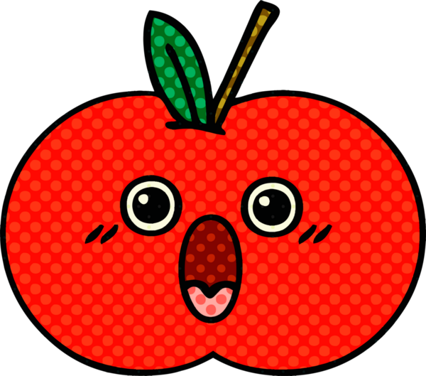 Bir insan tarafından çizilmiş kırmızı elma çizgi filmi.