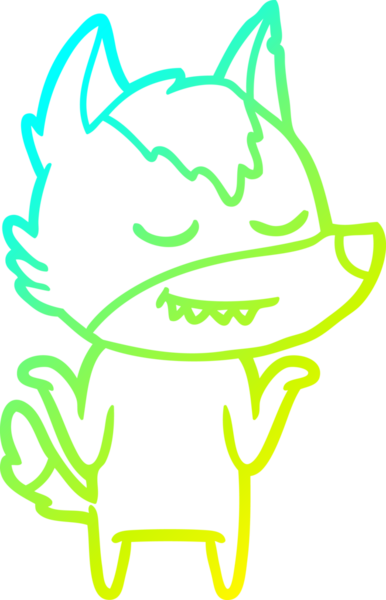 Bir insan tarafından çizilmiş dost canlısı bir kurt çizgi çizimi.