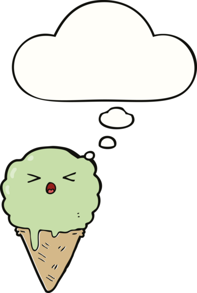 Bir insan tarafından çizilmiş düşünce balonlu karikatür dondurması.