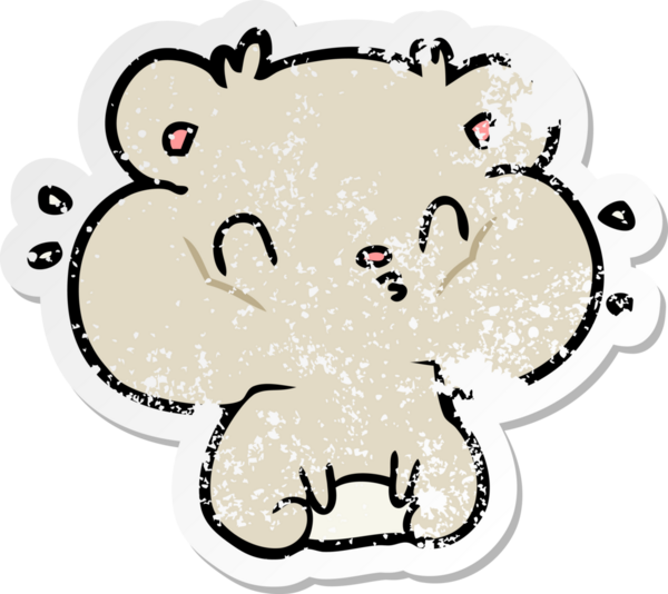 distressed sticker of a cartoon hamster drawn by a human