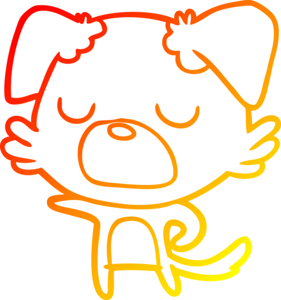 Bir insan tarafından çizilmiş çizgi film köpeğinin sıcak çizgi çizimi