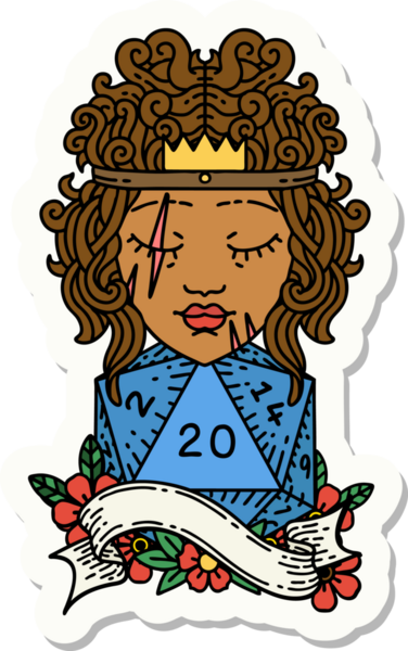 Bir insan tarafından çizilmiş 20 zarlı bir insan barbarının çıkartması.