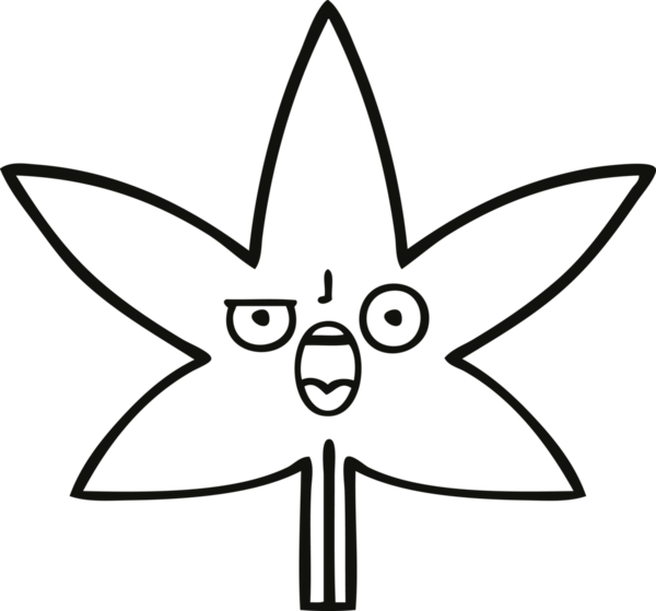 Bir insan tarafından çizilmiş bir sonbahar yaprağının çizgi çizimi