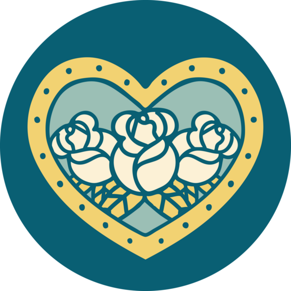 Bir insan tarafından çizilmiş kalp ve çiçeklerin ikonik dövme şekli