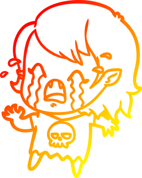 Bir insan tarafından çizilmiş ağlayan vampir kız çizgi filmi.