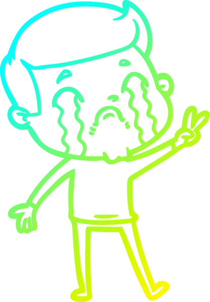 Bir insan tarafından çizilmiş ağlayan bir çizgi film karakteri çizimi.