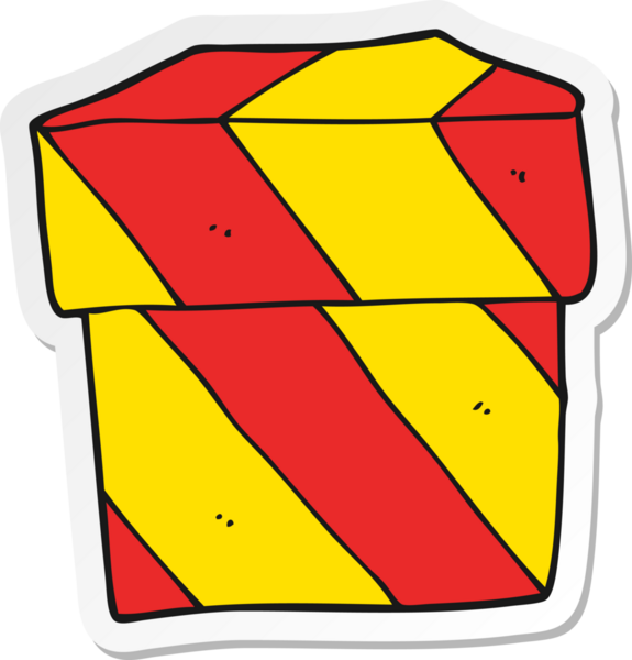 Bir insan tarafından çizilmiş karikatür hediye kutusunun etiketi.