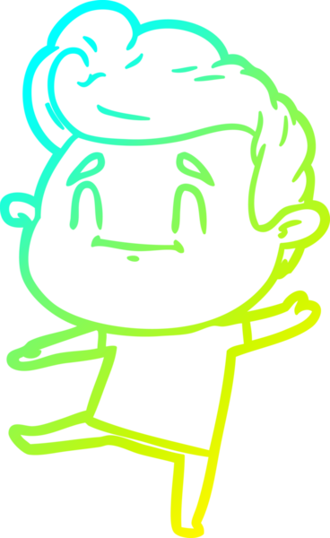 Bir insan tarafından çizilmiş mutlu bir çizgi film karakteri çizimi.