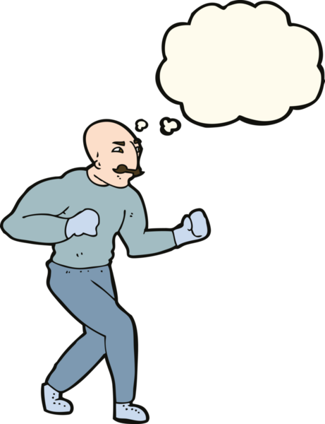 Bir insan tarafından çizilmiş düşünce balonlu Viktorya dönemi boksörü.