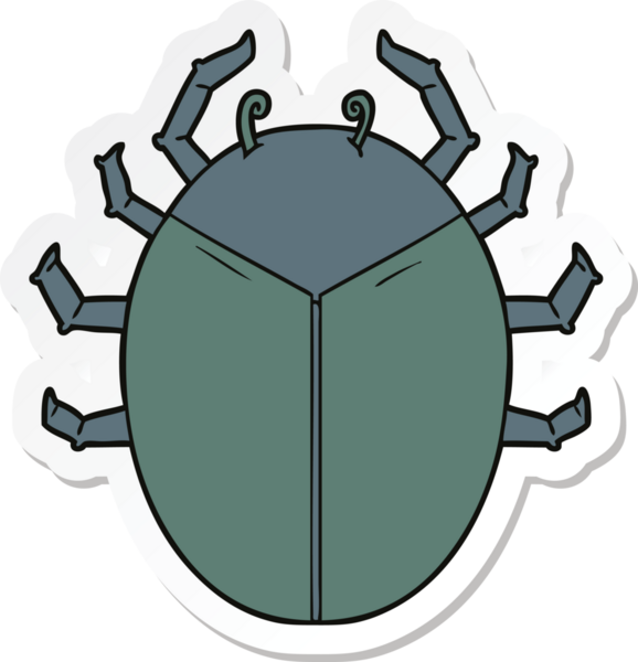 Bir insan tarafından çizilmiş dev bir böcek çizgi filminin çıkartması.