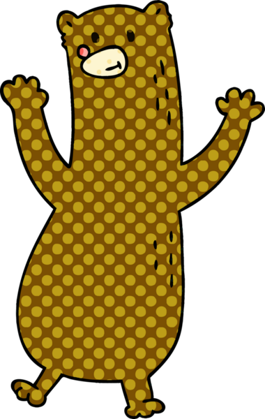 Bir insan tarafından çizilmiş tuhaf çizgi film ayısı.