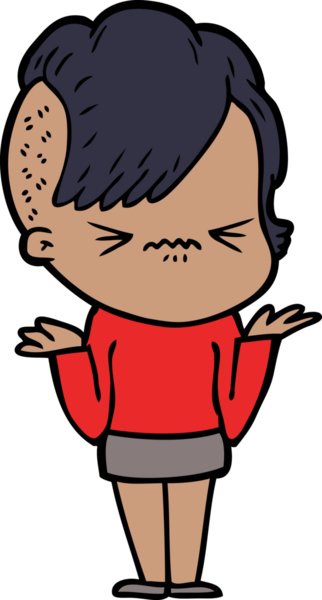 Çizgi film, bir insan tarafından çizilmiş sinirli hippi kız.