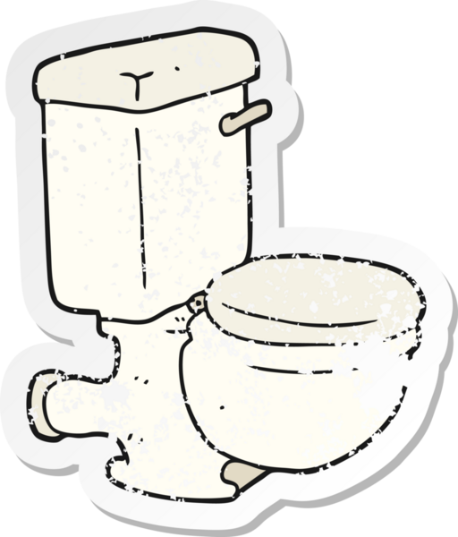 Bir insan tarafından çizilmiş çizgi film tuvaletinin gerilimli retro yapıştırması.