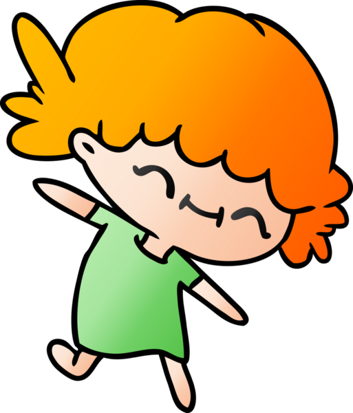 Bir insan tarafından çizilmiş kawai kızının gradyan çizimi.