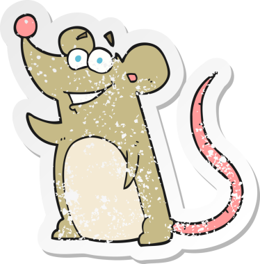 Bir insan tarafından çizilmiş karikatür bir farenin gerilimli çıkartması