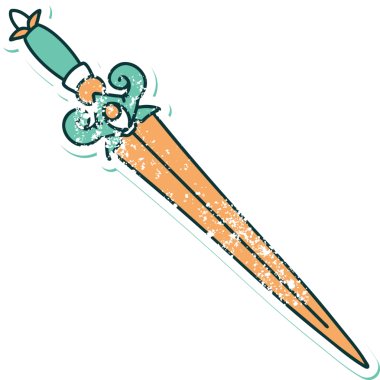 Bir insan tarafından çizilmiş bir hançerin sembolik dövmeli görüntüsü