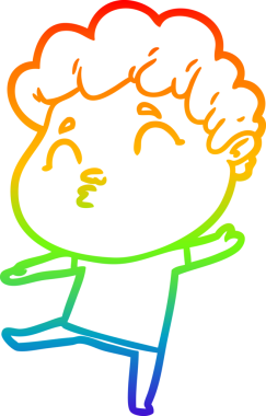 Gökkuşağı gradyan çizgi çizimi bir insan tarafından çizilen bir çizgi film adamı